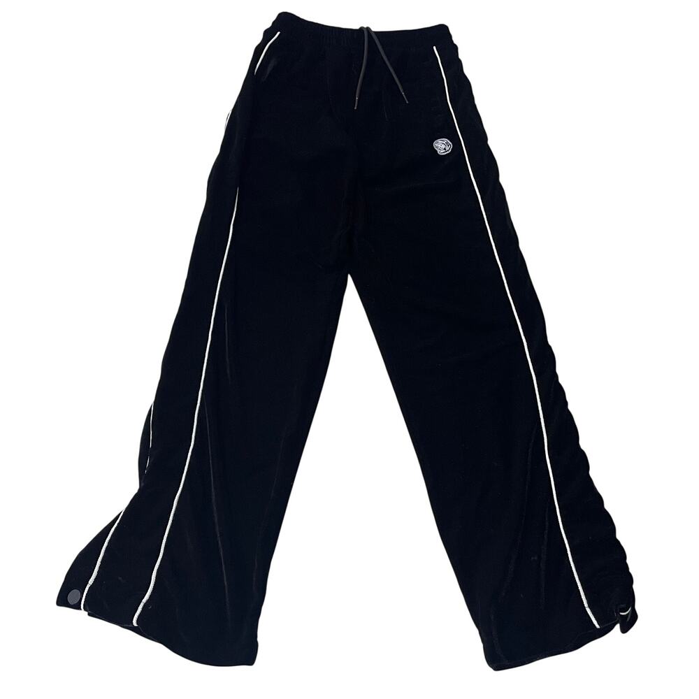BILLIONAIRE BOYS CLUB Mens Black Velour Velvet Snap Button Track Pants Small